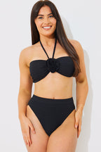 Textured High Waist Bikini Bottoms