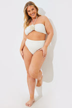 Textured Corsage Halterneck Bikini Top