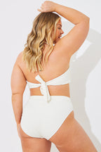 Textured Corsage Halterneck Bikini Top