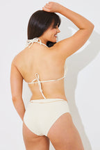 Rib Double Strap Detail Triangle Bikini Top