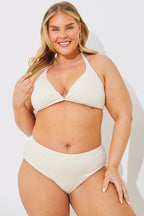 Rib Double Strap Detail Triangle Bikini Top