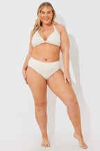 Rib Double Strap Detail Triangle Bikini Top