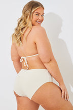Rib Double Strap Detail Triangle Bikini Top