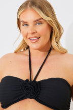 Textured Corsage Halter Neck Bikini Top