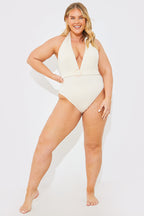 Rib Belted Halterneck Swimsuit
