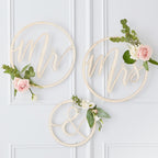 Mr and Mrs Wooden Hoops Decoration- 5 Inner Pack