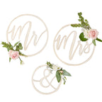Mr and Mrs Wooden Hoops Decoration- 5 Inner Pack