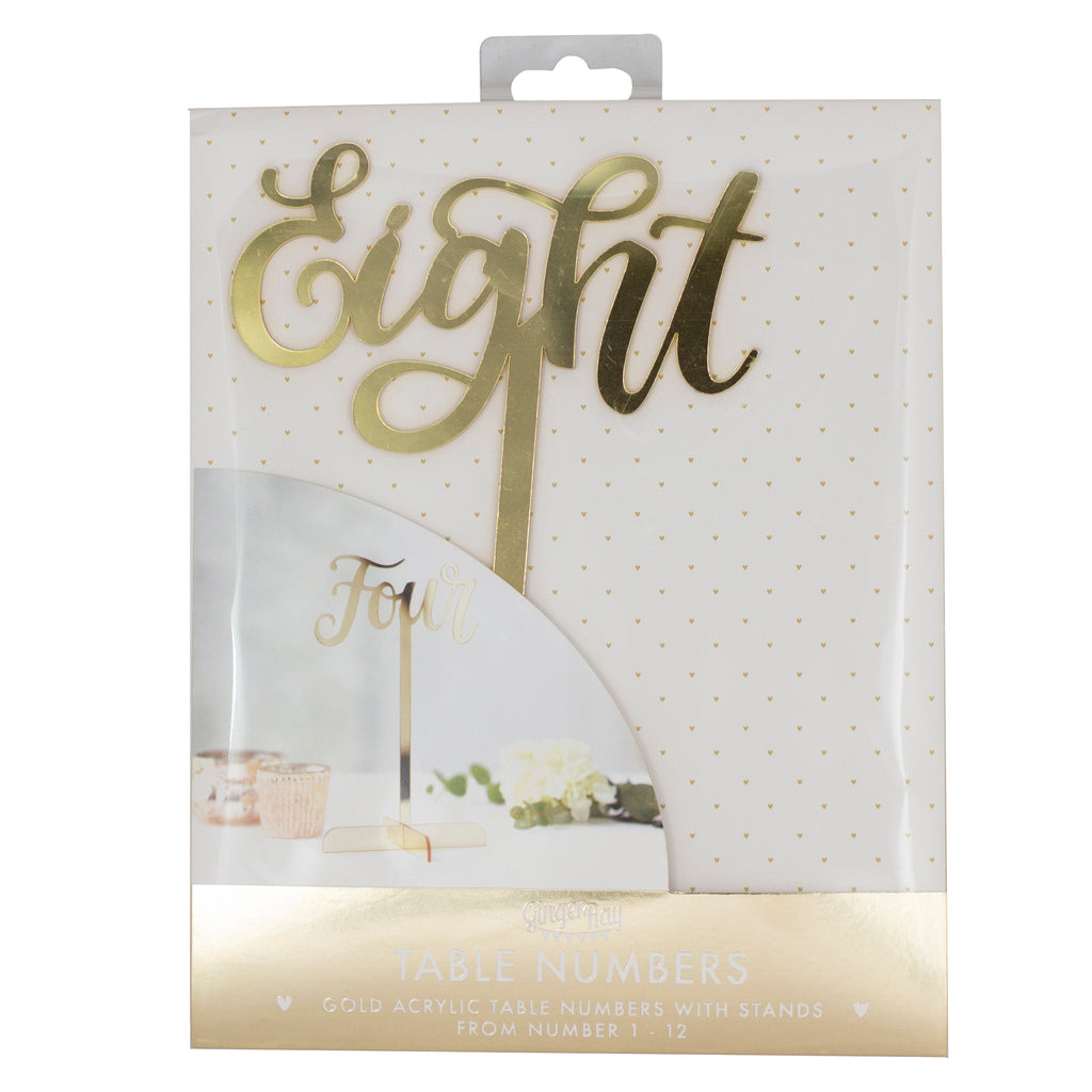 Gold Acrylic Wedding Table Numbers 1-12
