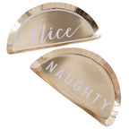 Gold Naughty or Nice Christmas Paper Plates - Gold Glitter