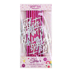Hot Pink Foiled Lets Party Paper Straws- 10 Inner Pack
