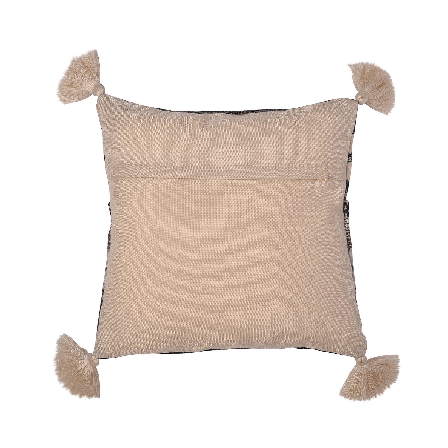 Grayson Black Outdoor Tassel Cushion (43cm x 43cm)