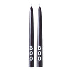 2 Black and White 'Boo' Tapered Dinner Candles