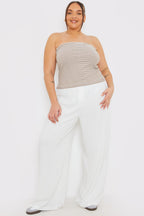Linen Look Wide Leg Trousers