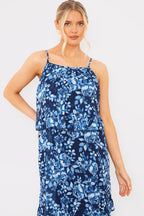 Floral Chiffon Tiered Frill Detail Midaxi Dress