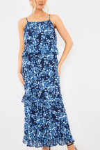 Floral Chiffon Tiered Frill Detail Midaxi Dress