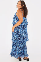 Floral Chiffon Tiered Frill Detail Midaxi Dress