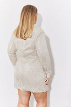 Silver Sequin Belted Blazer Dress