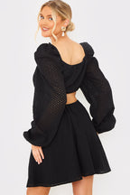 Broderie Cut Out Mini Dress