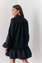 Tie Detail Balloon Sleeve Smock Dress