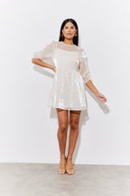 Cream Organza Babydoll Mini Dress