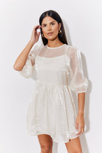 Cream Organza Babydoll Mini Dress