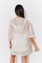 Cream Organza Babydoll Mini Dress
