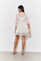 Cream Organza Babydoll Mini Dress