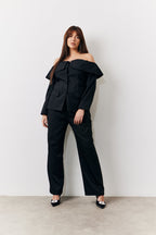 Black Bardot Button Through Blazer