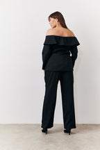 Black Bardot Button Through Blazer