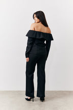 Black Bardot Button Through Blazer
