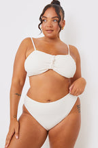Control Textured High Waist Bikini Bottoms