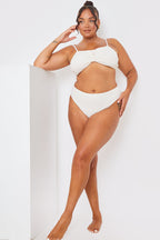 Control Textured High Waist Bikini Bottoms
