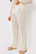 Sheered Chevron Wide Leg Trousers