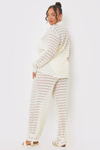 Sheered Chevron Wide Leg Trousers