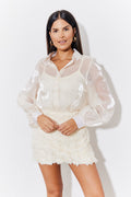 Cream Shimmer Organza Shirt