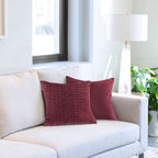 Henley Bordeaux Red Pleated Velvet Cushion Covers (Pair)