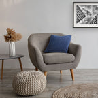 Henley Navy Blue Pleated Velvet Cushion Covers (Pair)
