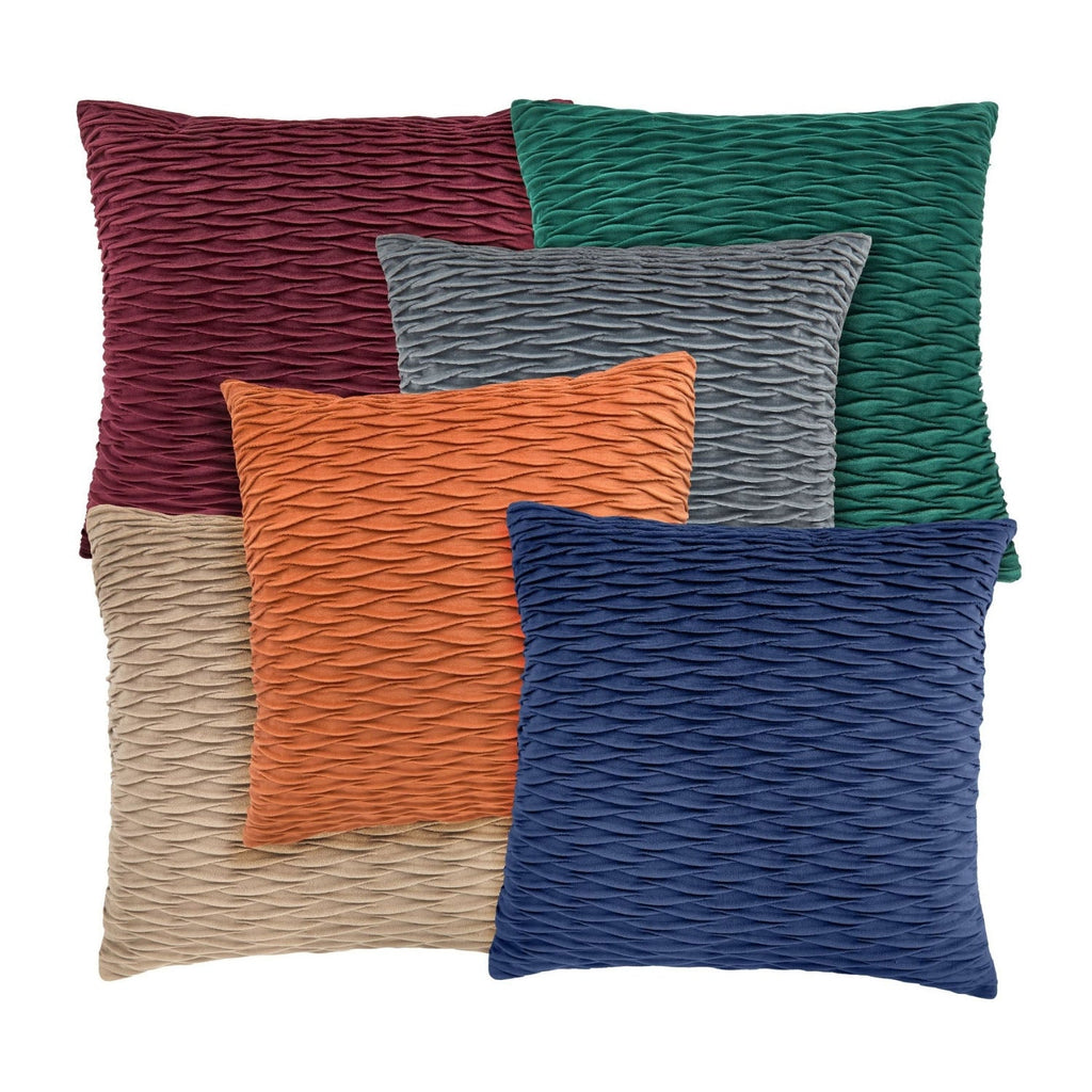 Henley Stone Pleated Touch Velvet Cushion Covers (Pair)