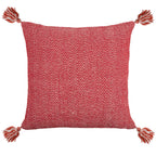 Herringbone Red Recycled Cotton Cushion Cover (Pair)