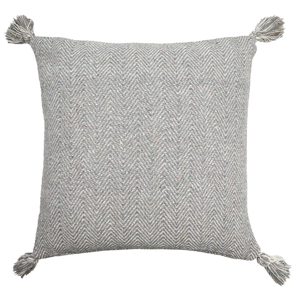 Herringbone Grey Recycled Cotton Cushion Cover (Pair)