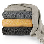 Herringbone Ochre Recycled Cotton Throw
