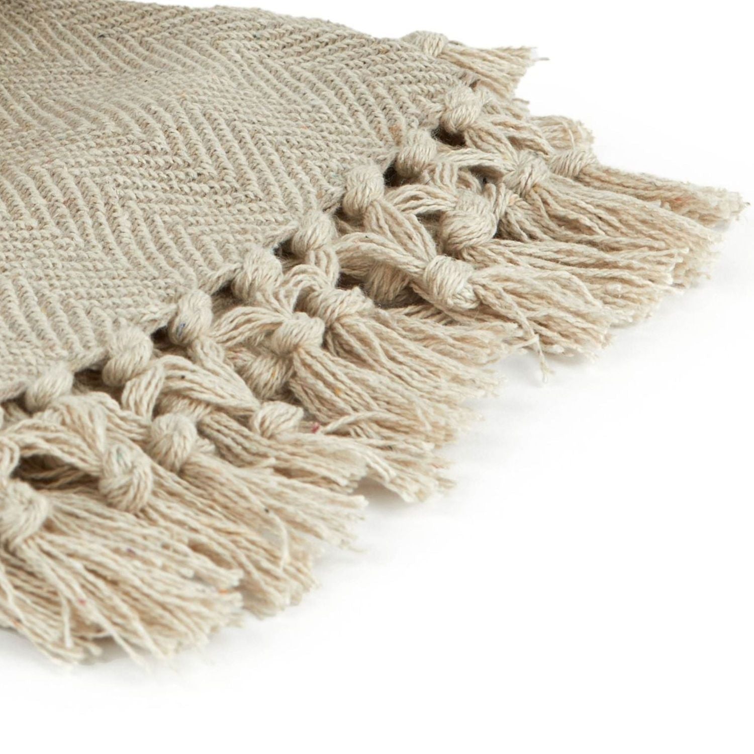 Herringbone Natural Recycled Cotton Throw
