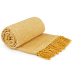 Herringbone Ochre Recycled Cotton Throw