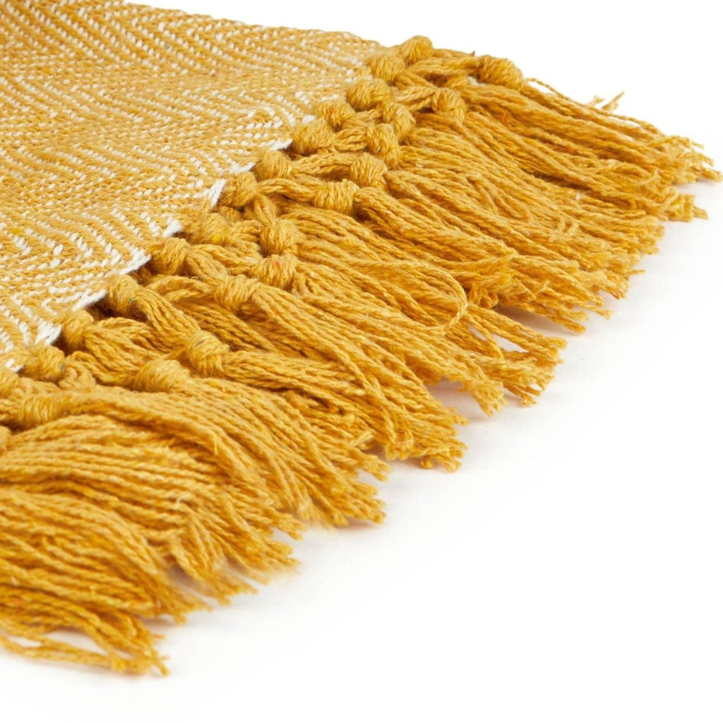 Herringbone Ochre Recycled Cotton Throw