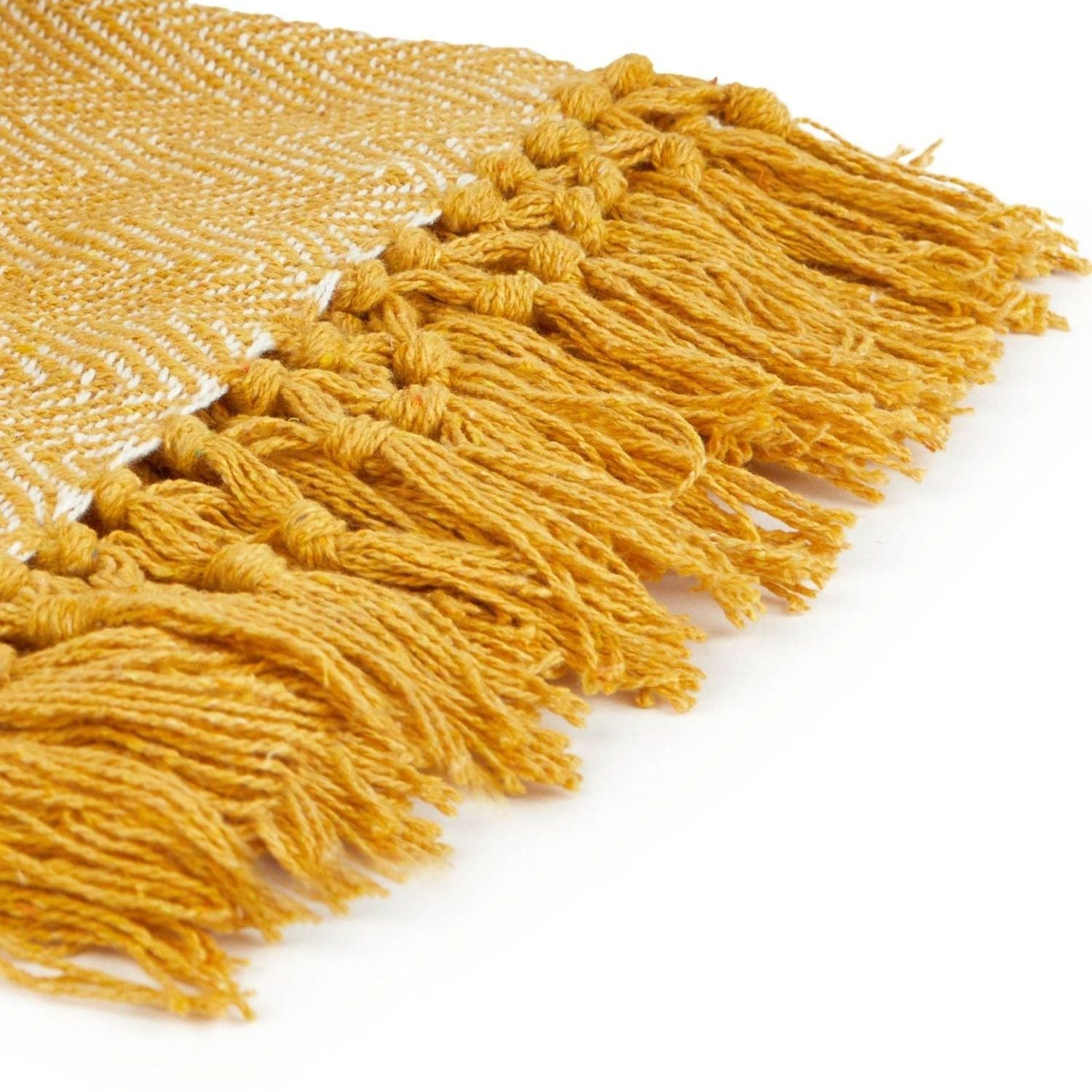 Herringbone Ochre Recycled Cotton Throw