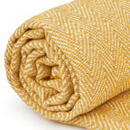 Herringbone Ochre Recycled Cotton Throw