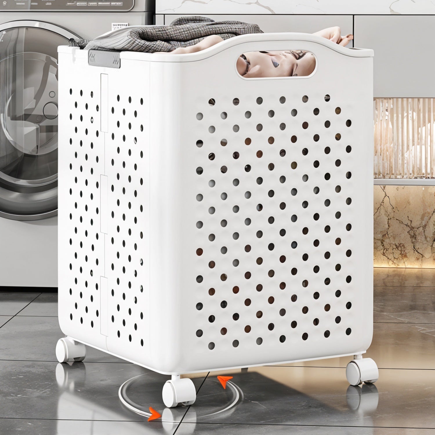 Foldable White Large Laundry Basket