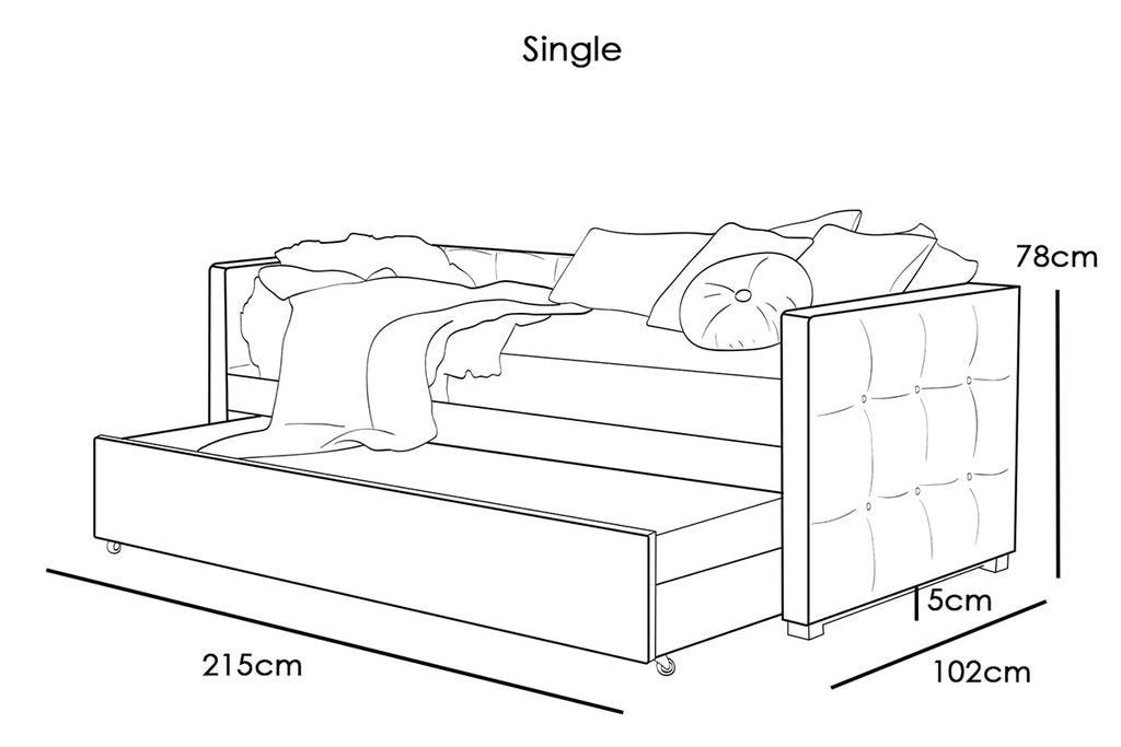 Holyrood Grey Fabric Day Bed With Trundle