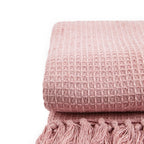 Blush Pink Honeycomb Recycled Cotton Throw