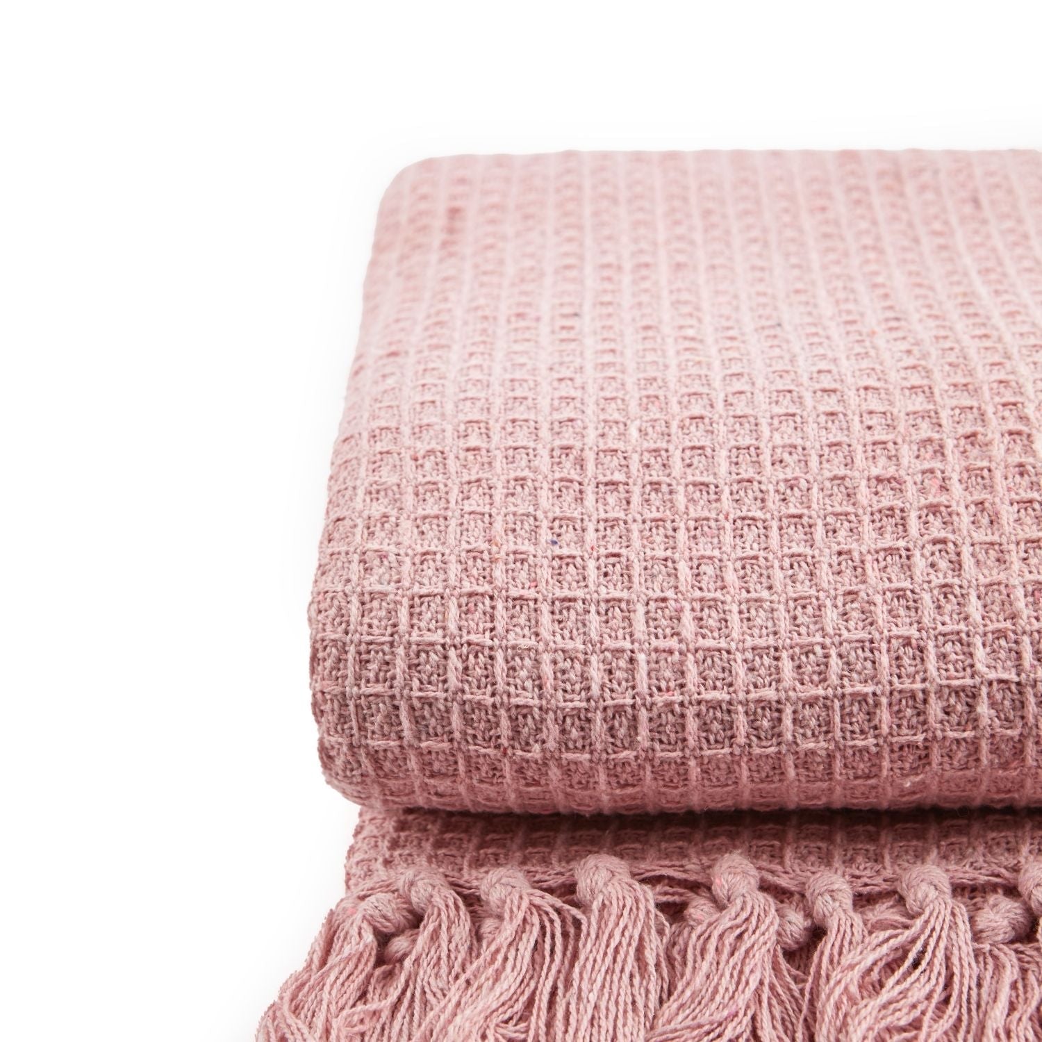 Blush Pink Honeycomb Recycled Cotton Throw